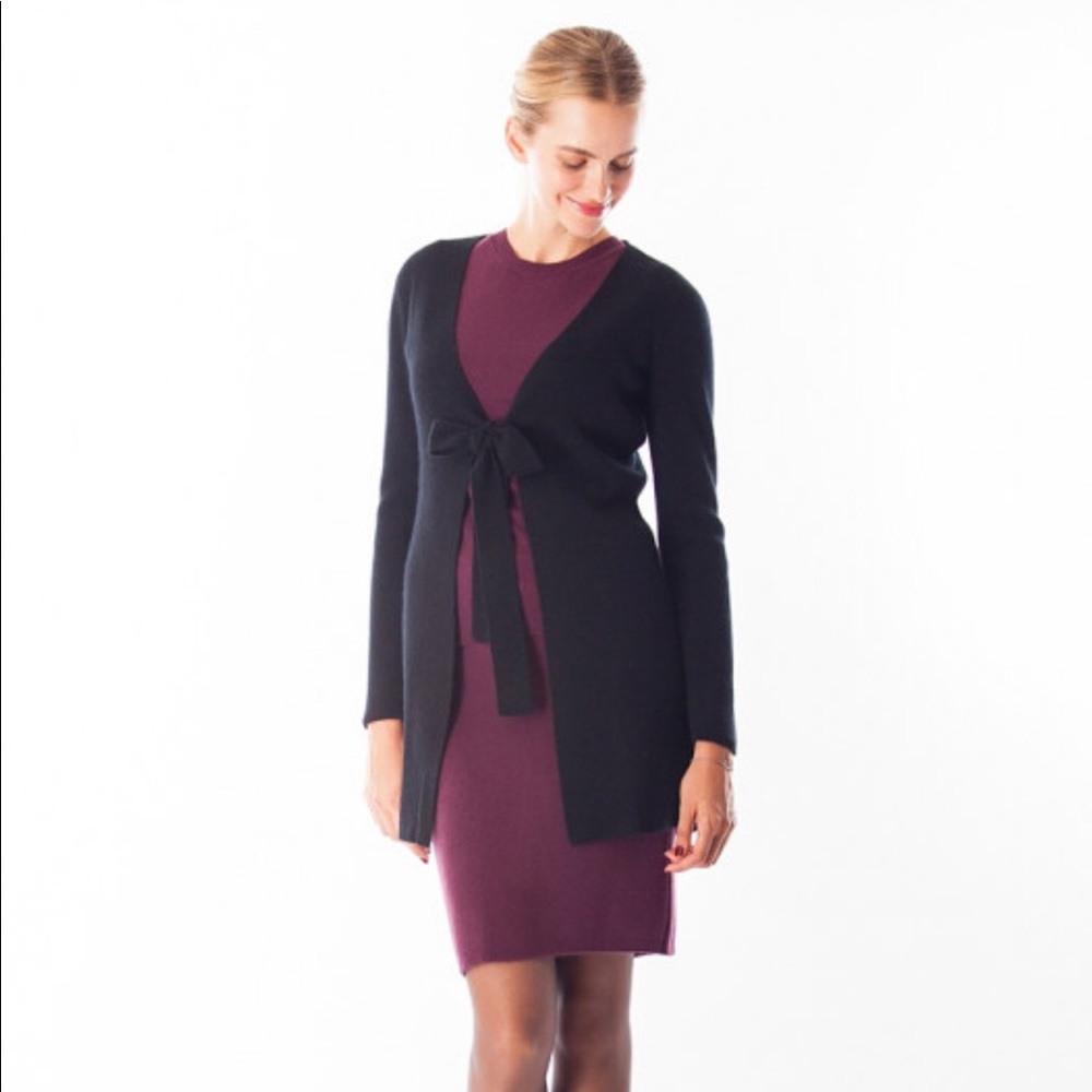 NWT Black Goat Cashmere Front Tie Cardigan